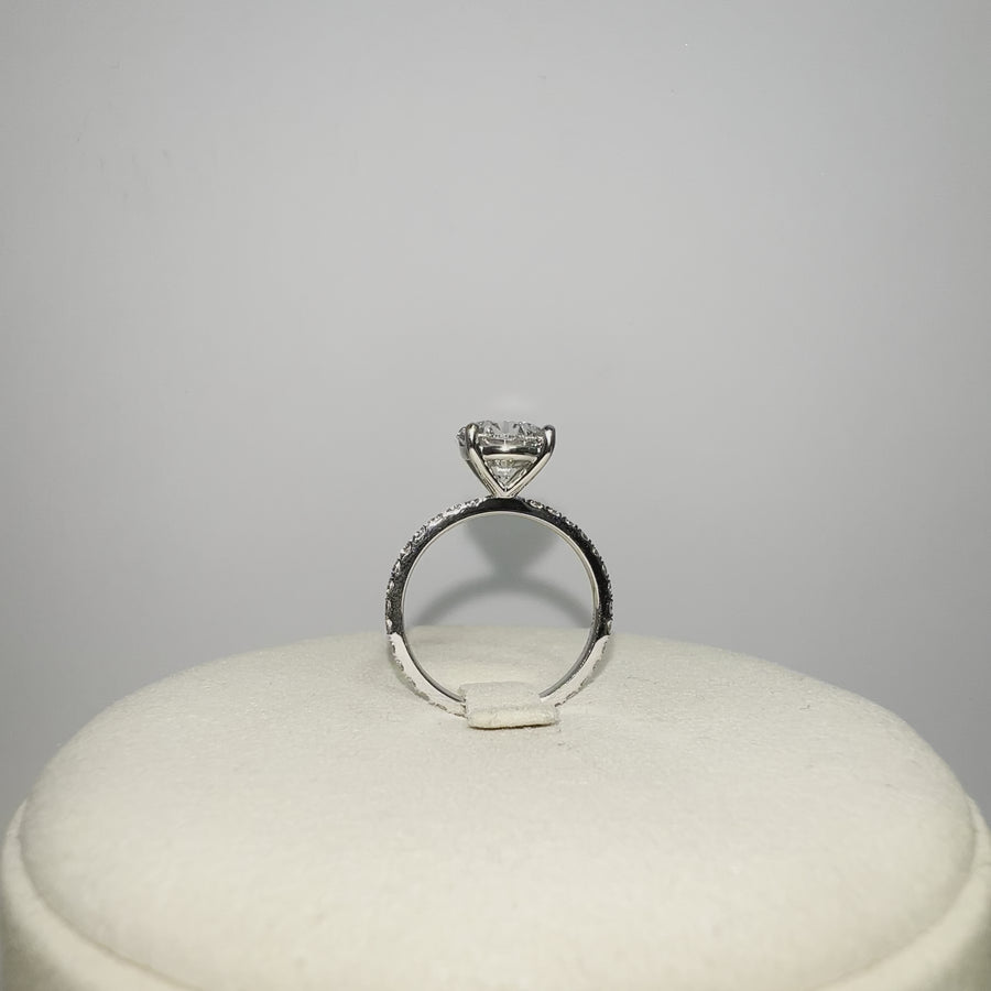 Platinum 1.5ct (D VVS1) Lab Round Diamond Ring with Side and Hidden Halo Lab Diamond