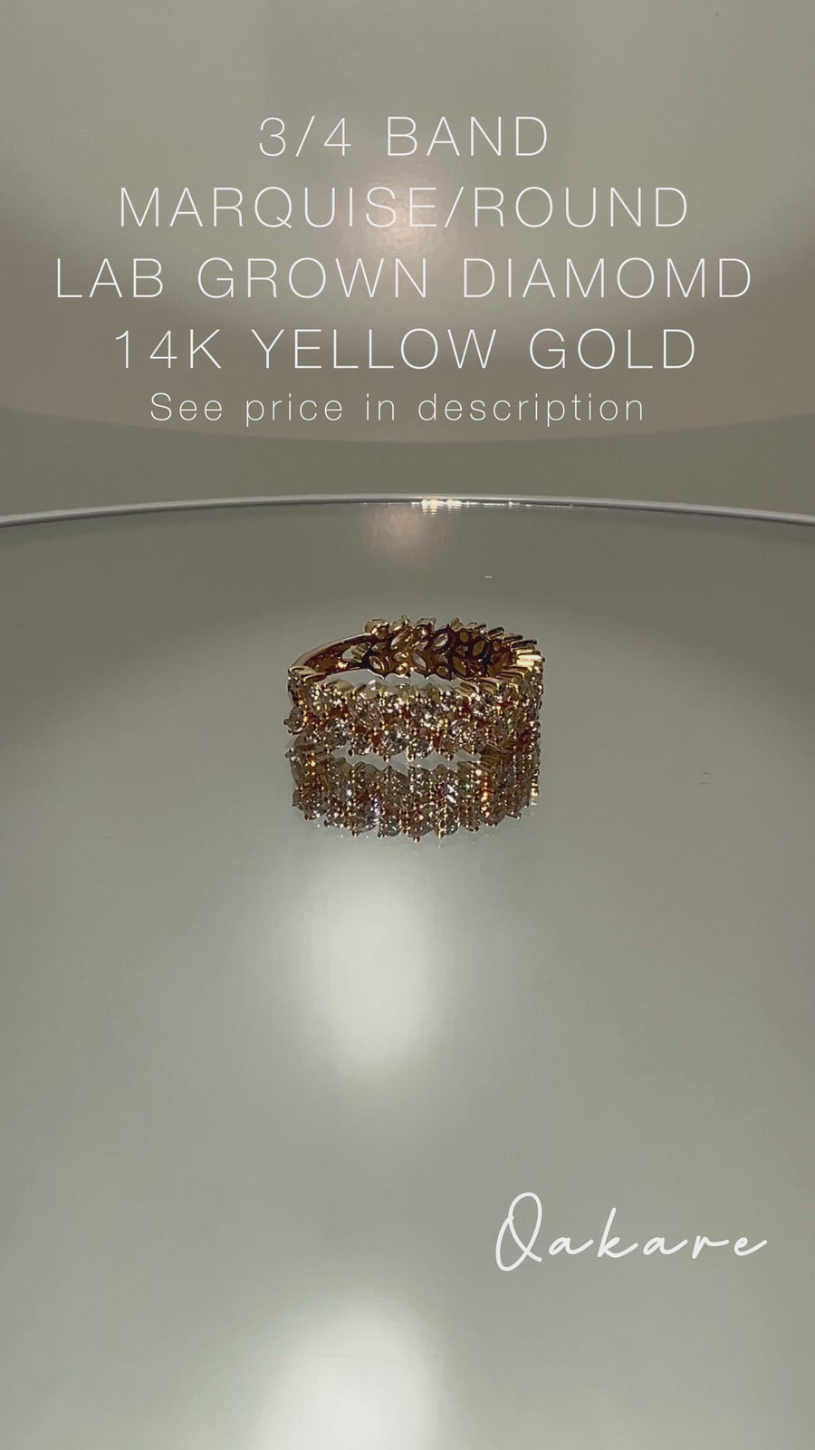 Solid 14k Gold Lab Marquise/round 3/4 Eternity Band