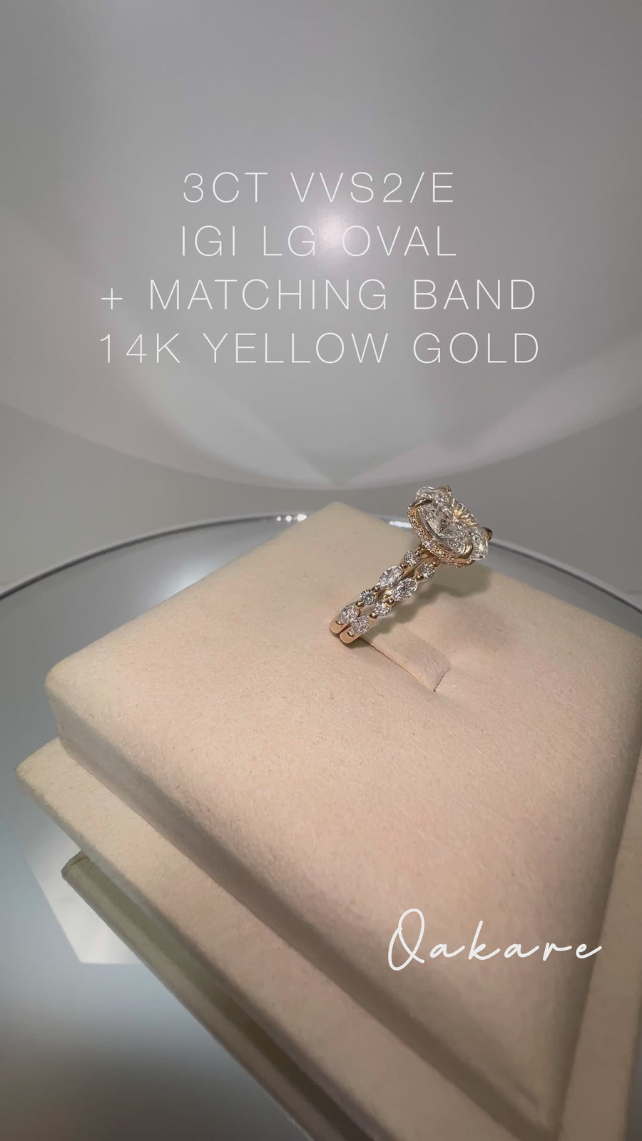Solid 14k Gold 3ct E VVS2 Lab Oval Diamond Ring and Matching Band(OV852)