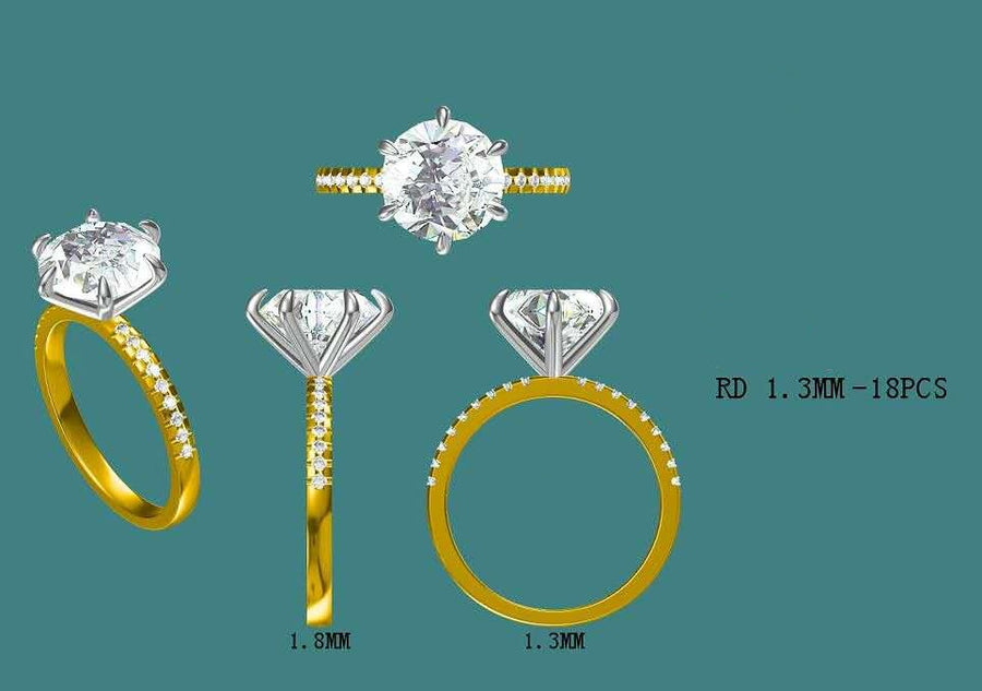 solid 14k white and yellow gold 4ct e vvs2 lab round diamond ring with side lab diamond  JAN