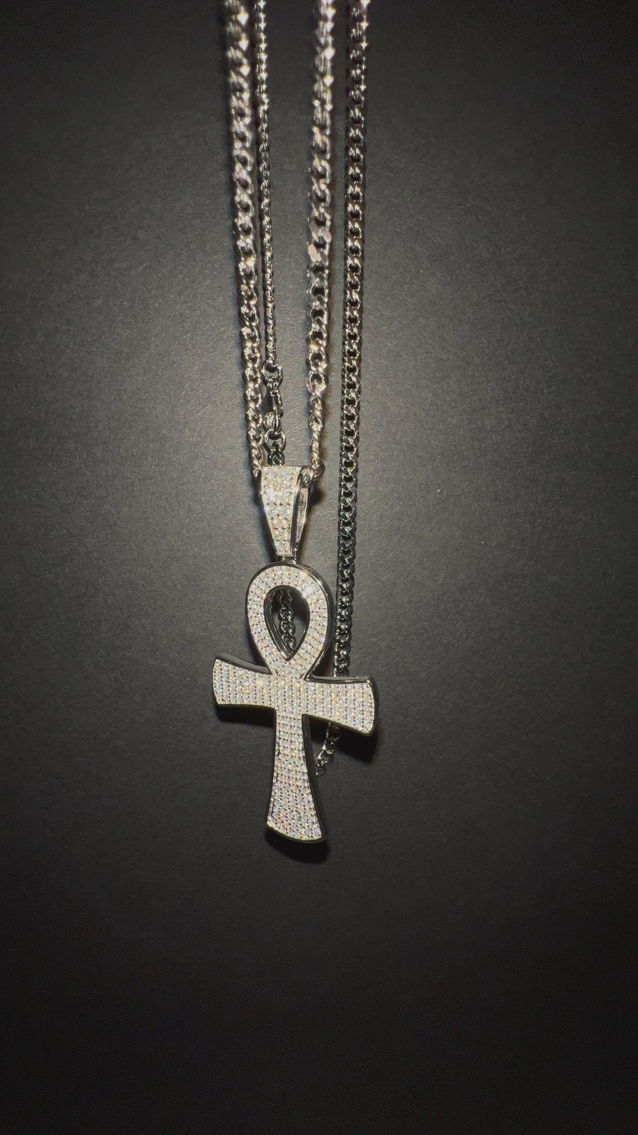 Moissanite Iced Out Ankh Necklace