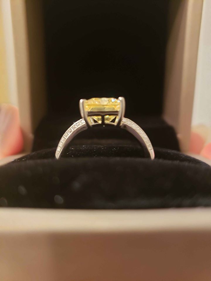 High Carbon Simulated Yellow Diamond Ring