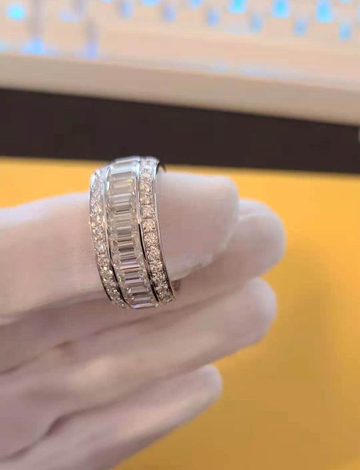 Solid 18k Gold Moissanite Eternity Ring