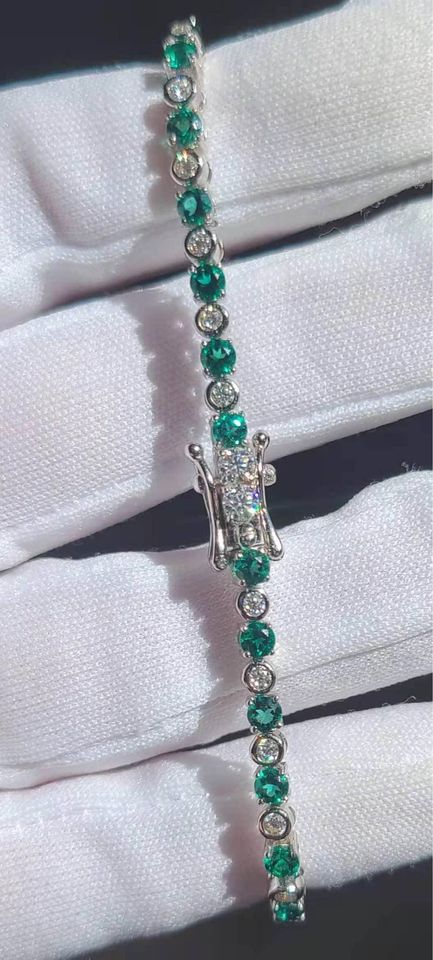 Emerald/Ruby/Sapphire and Moissanite Bracelet