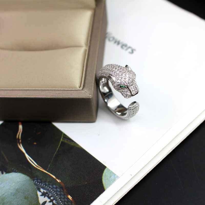 Iced Out Sterling Silver Leopard Ring