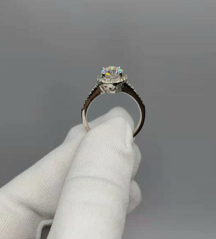 1ct Moissanite Ring with Rd. Halo(011)