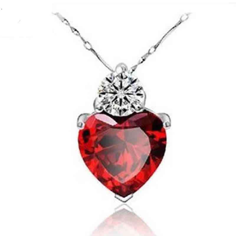Sterling silver red heart naecklace