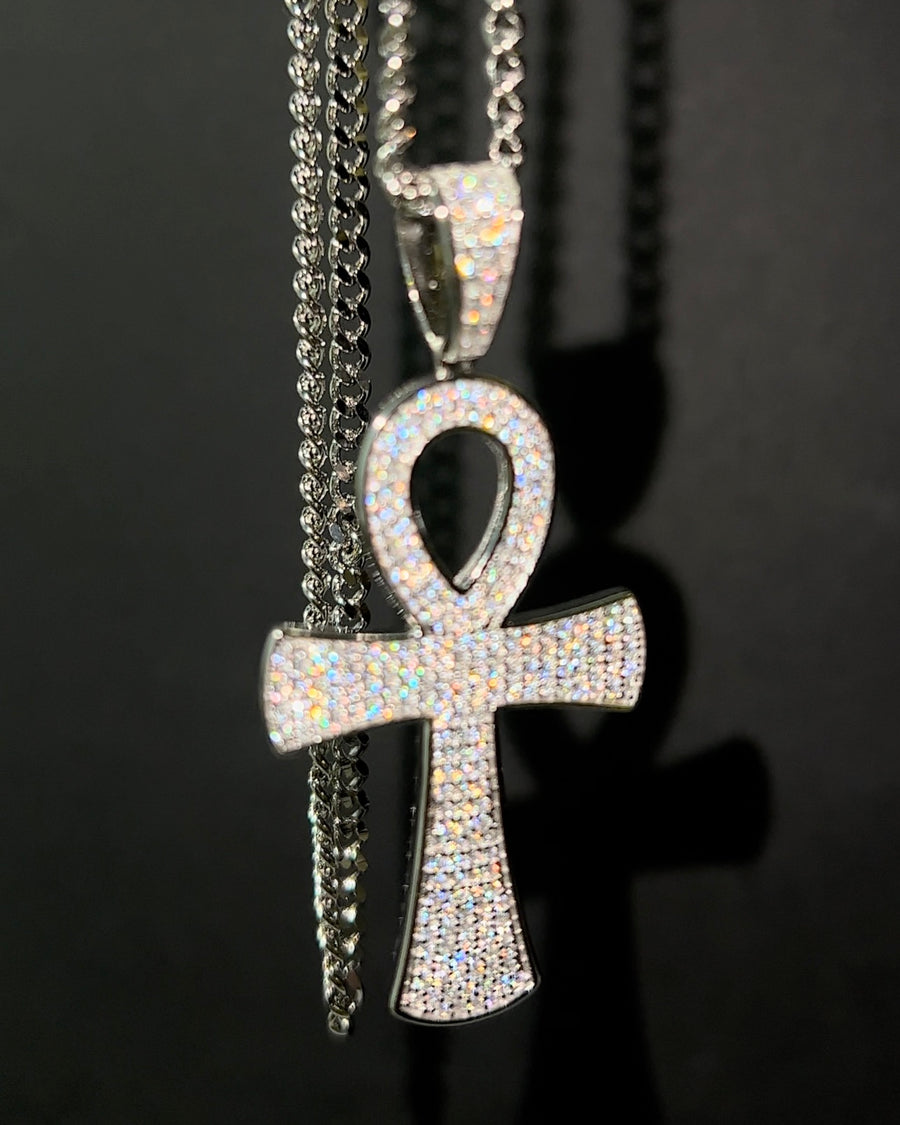 Moissanite Iced Out Ankh Necklace