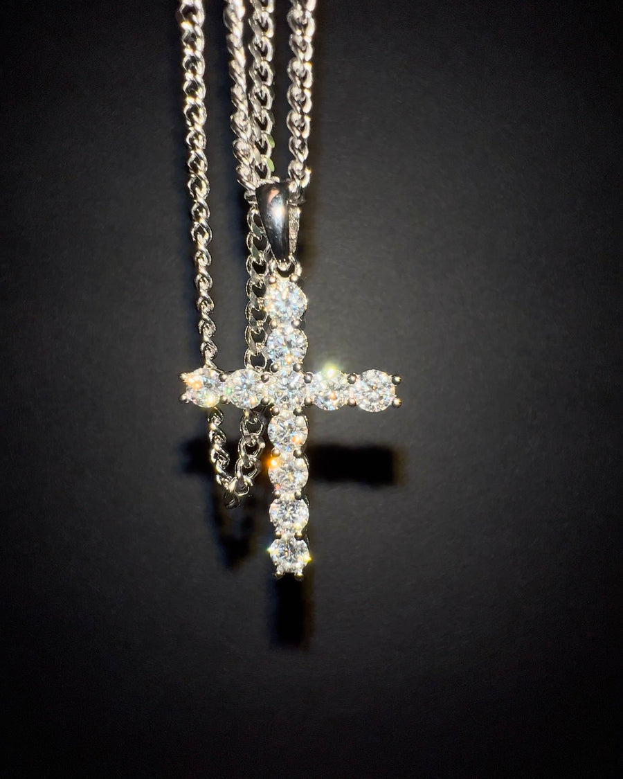 4mm Moissanite Cross Necklace