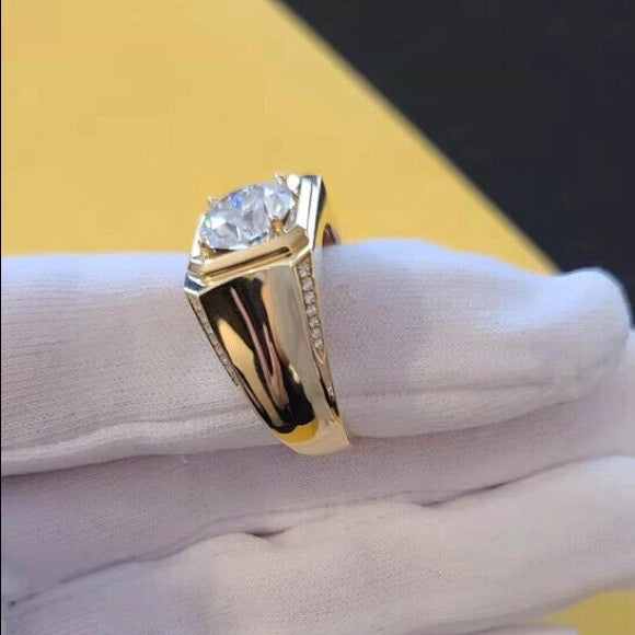 18k Gold 3ct Moissanite Ring with Side Diamonds