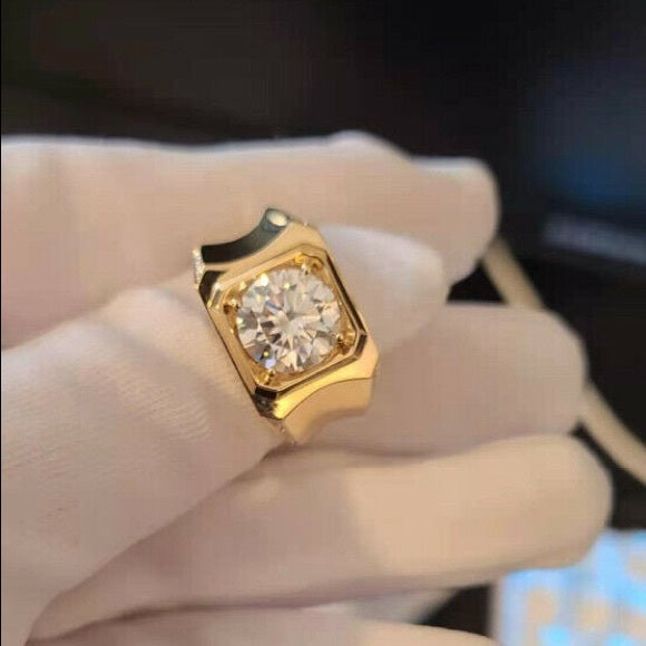 18k Gold 3ct Moissanite Ring with Side Diamonds