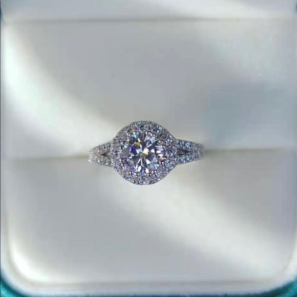 1ct Moissanite Ring with Rd. Halo (423)