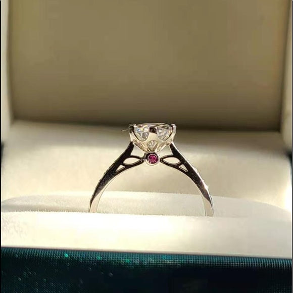 1ct Moissanite Ring with Simulated Ruby(008)
