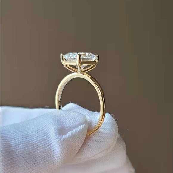 Solid 14k Gold 3ct Radiant Moissanite Ring