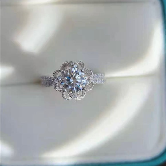 1ct Moissanite Ring Floral Setting