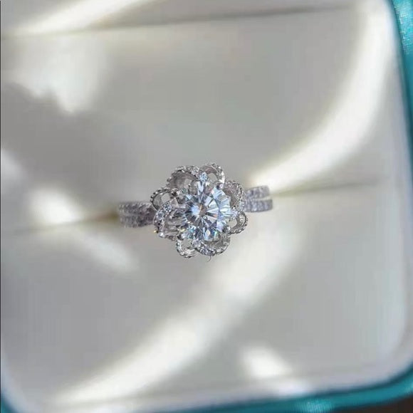 1ct Moissanite Ring Floral Setting