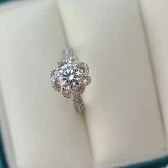 1ct Moissanite Ring Floral Setting