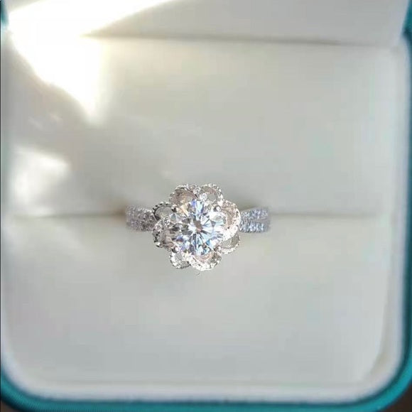 1ct Moissanite Ring Floral Setting