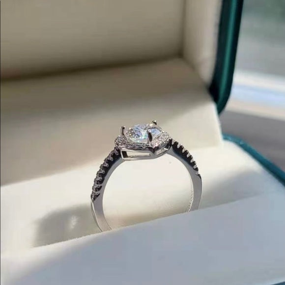 1ct Moissanite Ring with Heart Halo