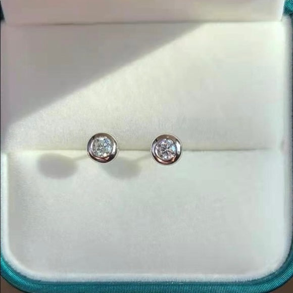 3mm Round Moissanite Bezel SettingEarrings