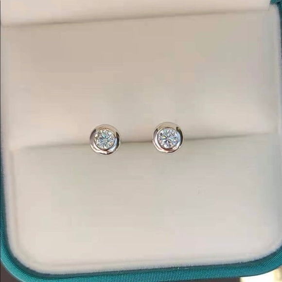 3mm Round Moissanite Bezel SettingEarrings