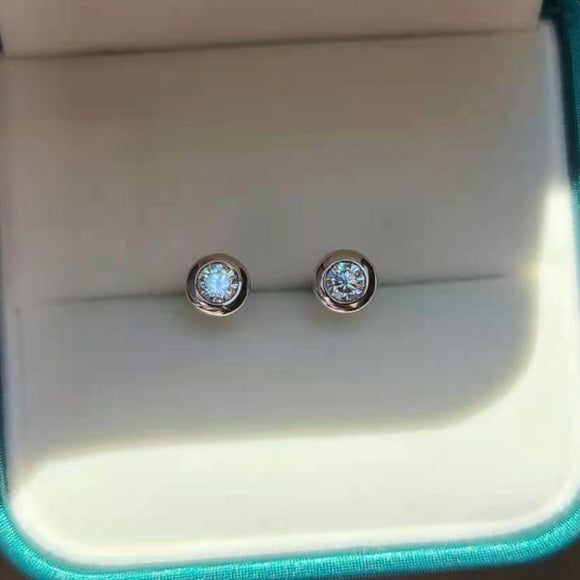 3mm Round Moissanite Bezel SettingEarrings