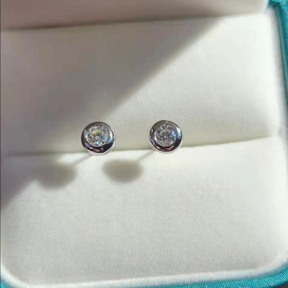 3mm Round Moissanite Bezel SettingEarrings