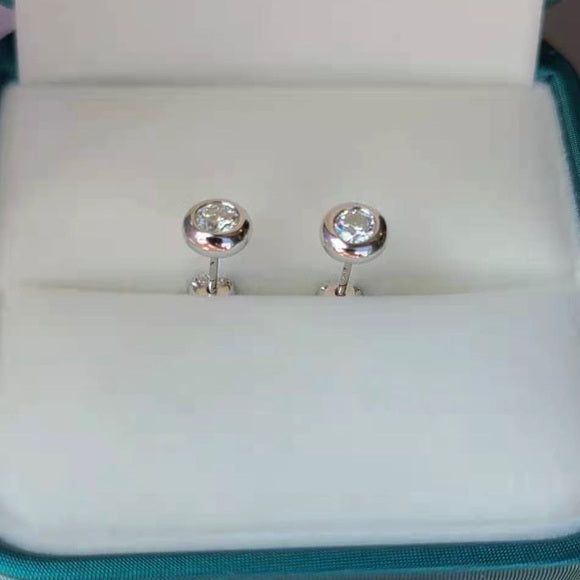 3mm Round Moissanite Bezel SettingEarrings