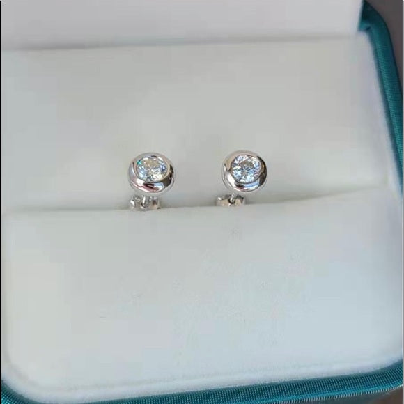 3mm Round Moissanite Bezel SettingEarrings