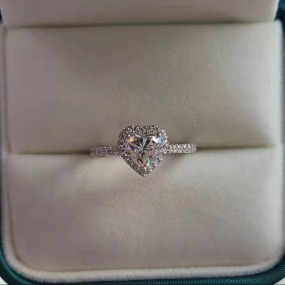 1ct Heart Cut Moissanite Ring with Halo