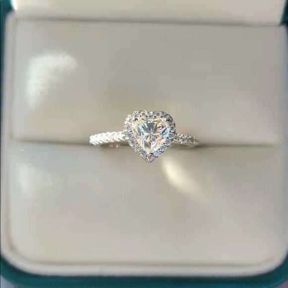 1ct Heart Cut Moissanite Ring with Halo
