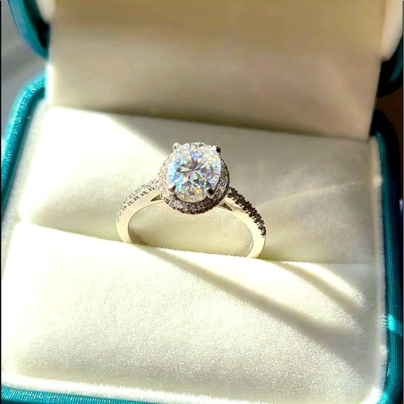 2ct Oval Moissanite Ring with Halo