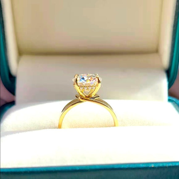 Solid 14k Gold 2.5ct Moissanite Ring with Hidden Halo Stones