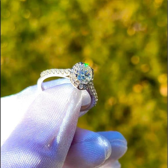 1ct Oval Moissanite Ring with Halo