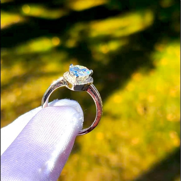2ct Pear Moissanite Ring with Halo