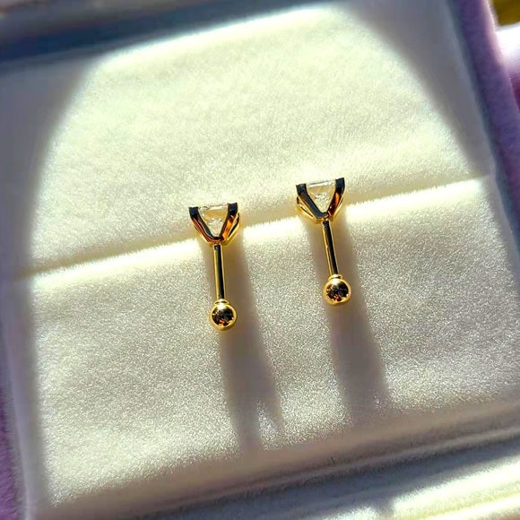 Solid 14k Gold 4.5mm Princess Moissanite Earrings