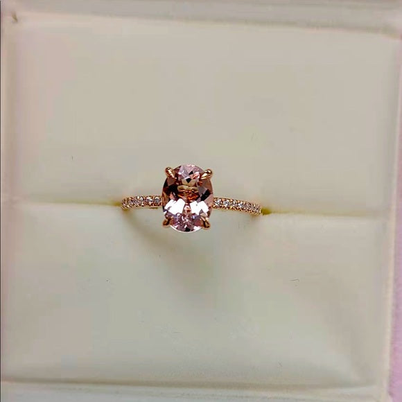 Solid 14k Gold 1.42ct Oval Morganite Ring