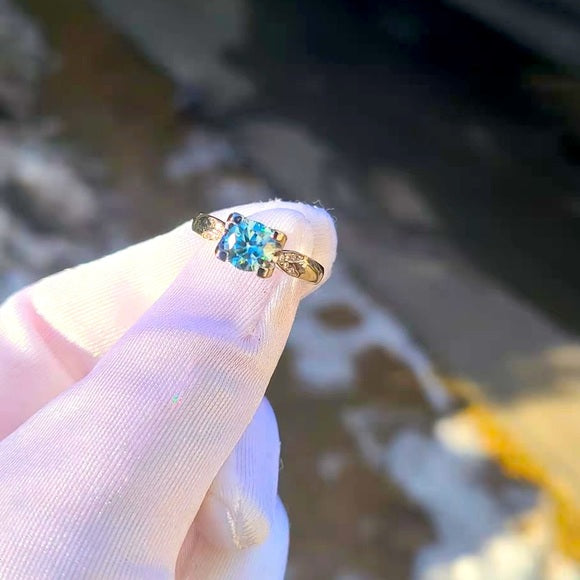 1ct Blue Moissanite Ring (043)