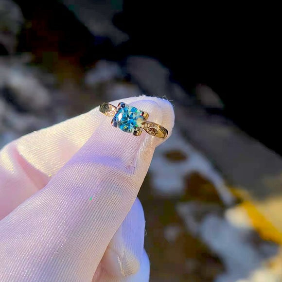 1ct Blue Moissanite Ring (043)
