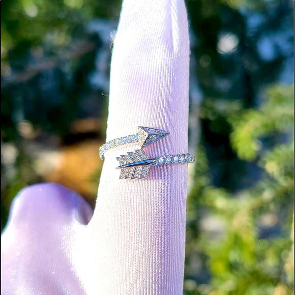 Solid 14k Gold Arrow & Feather Moissanite Eternity