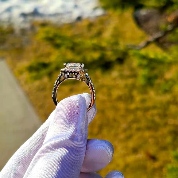 2ct Princess Moissanite Ring with Sq. Halo