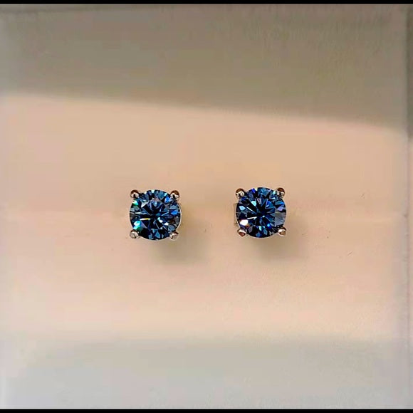 0.5ct Royal Blue Moissanite Stud Earrings