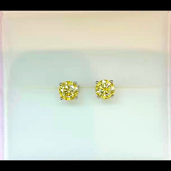 1ct Yellow Moissanite Stud Earrings