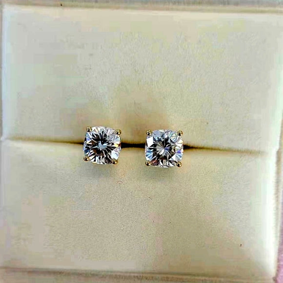 Solid 14k Gold 2ct Cushion Moissanite