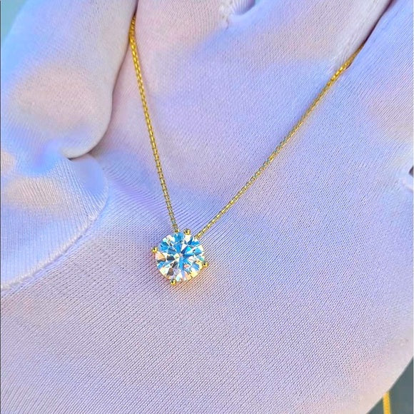 Solid 18k Gold 2ct moissanite Necklace & Pendant