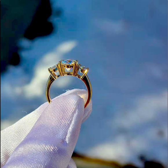 Solid 14k Gold  3ct Moissanite Ring