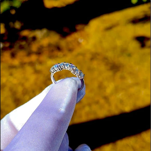 Solid 10k Gold 3mm Curved Moissanite Band