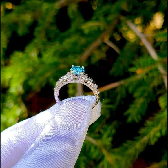 1ct Blue Moissanite Ring(009)