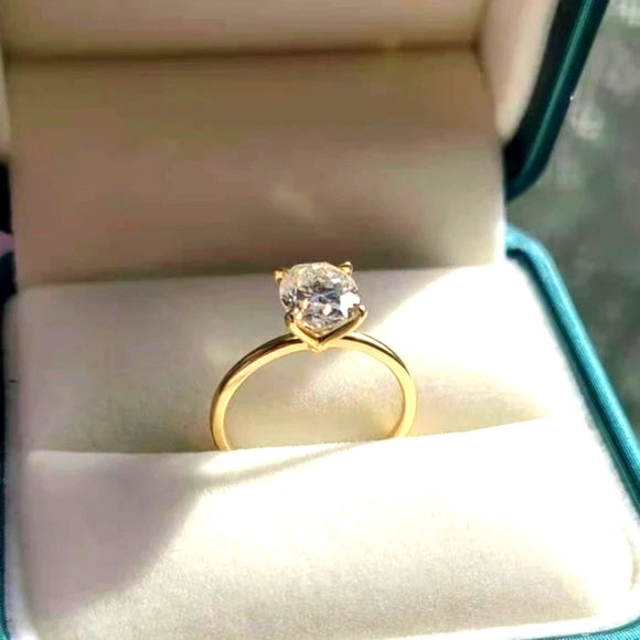 Solid 9k Gold 2ct Oval Moissanite Ring