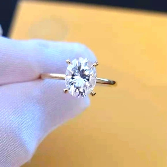 Solid 9k Gold 2ct Oval Moissanite Ring